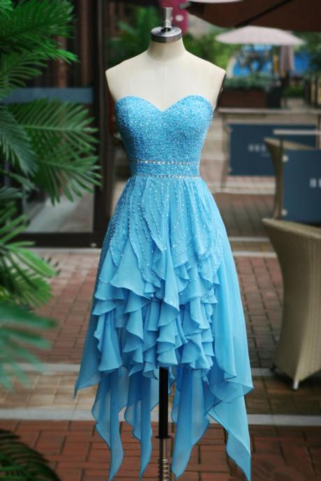 Pretty Blue High Low Prom Dresses, Homecoming Dresses, Graduation Dressess