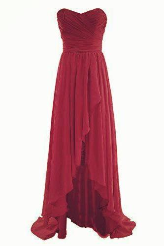Beautiful High Low Wine Red Prom Dresses, High Low Prom Dresses, Homecoming Dresses
