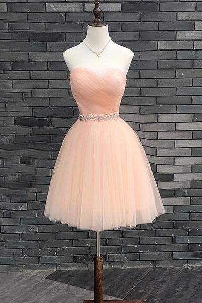 Lovely Pearl Pink Homecoming Dress, Lace-up Short Prom Dress