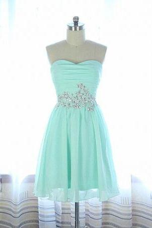 Simple And Cute Chiffon Sweetheart Prom Dresses, Short Prom Dresses, Prom Dresses