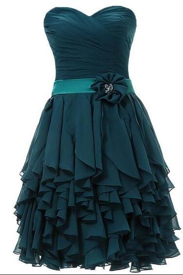 Dark Green Prom Dress, Short Prom Dresses,chiffon Prom Dress, Cocktail Dress, Party Dress