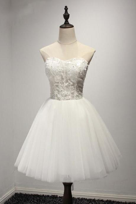 Charming Prom Dress, White Tulle Prom Dresses, Elegant Homecoming Dress