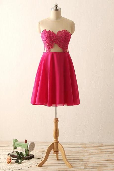 Elegant Tulle Prom Dress,Short Cute Appliques Prom Party Dress