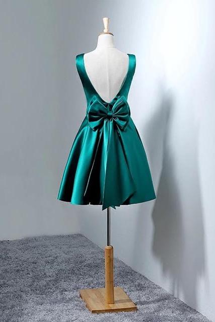 hunter green homecoming dress,short prom dresses gowns,bow back cocktail dress