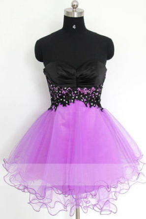 short lovely prom dress, sweet heart prom dress, knee-length prom dress, bridesmaid dress, lace-up prom dress