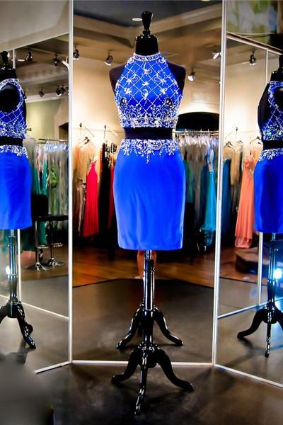 Royal Blue Prom Dress,Sweetheart Short Prom Dress,2 Piece Homecoming Dresss