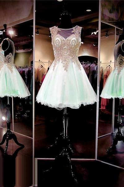 Mint Green Prom Dress,Sweetheart Short Prom Dress, Homecoming Dresss