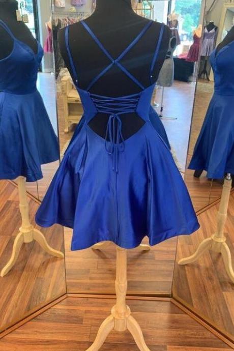 Satin Short Homecoming Dress ,a Line Short Cocktail Party Gowns , Junior Party Dress