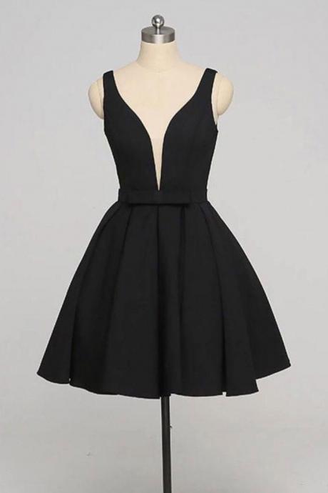 Black Short Homecoming Dress, A Line Short Prom Dress , Junior Party Dresses