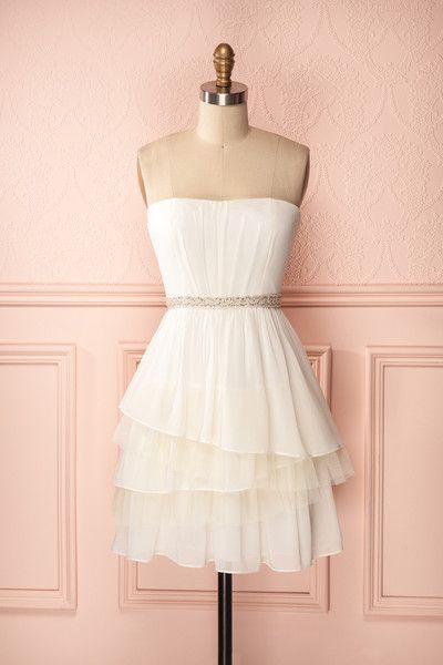 Vintage Prom Dress, White Prom Gowns, Mini Short Homecoming Dress