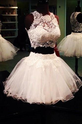 Two Pieces Applique Short Prom Dresses,charming Homecoming Dresses,homecoming Dresses