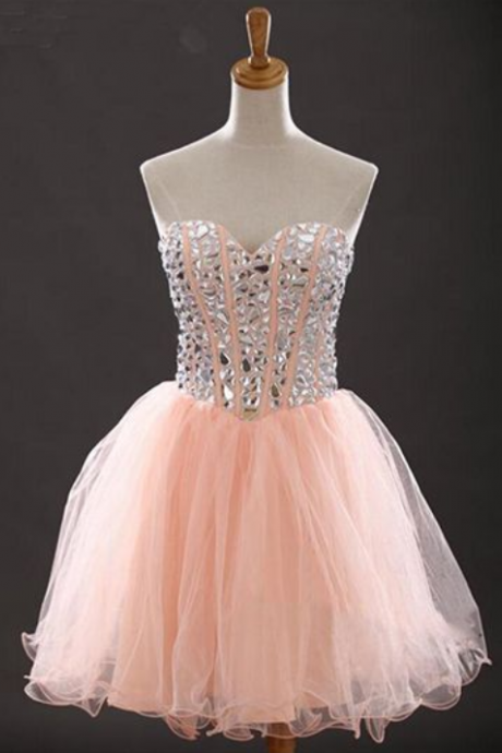 Blush Pink Homecoming Dress,short Prom Dresses,tulle Homecoming Gowns,party Dress,sparkly Prom Gown