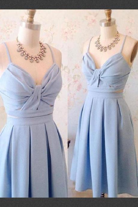 Homecoming Dresses Two Piece, Cute Homecoming Dresses, Short Prom Dress, Blue Prom Dress
