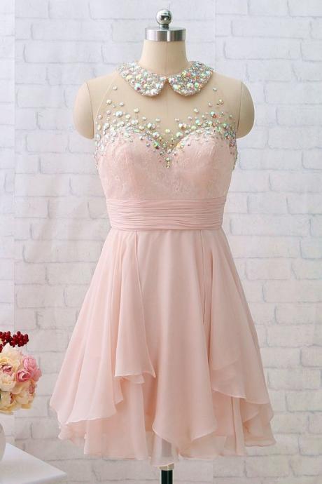Mini Prom Homecoming Dress, Light Pink Party Dress