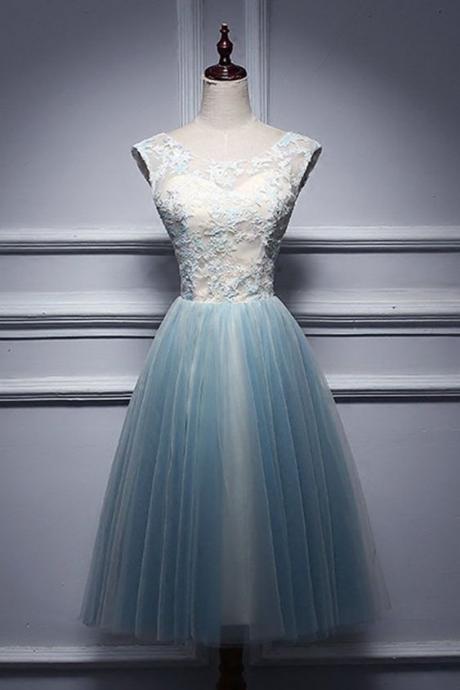 Elegant Appliques Homecoming Dress, Short Prom Gown, Tulle Prom Dress