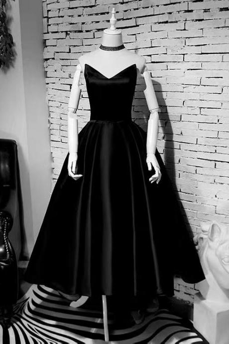 Black Prom Dress,strapless Evening Dress ,high Low Party Dress, Homecoming Dress