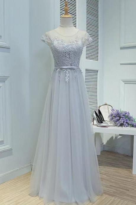 Gray Party Dress ,elegant Prom Dress,tulle Formal Evening Dress