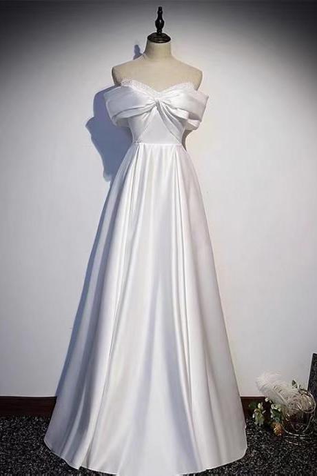 Elegant Evening Dress, Off Shoulder Prom Dress, Temperament Satin Long Gown