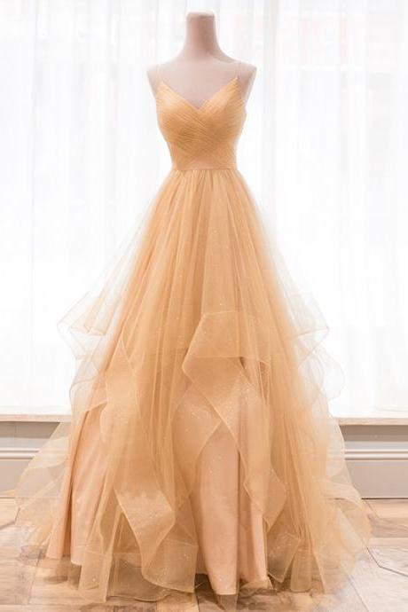 Evening Dress, Stylish And Elegant Gown, Spaghetti Strap Birthday Party Dress