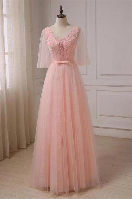 A Line Applique Prom Dress, Modest Beautiful Long Prom Dress, Banquet Party Dress