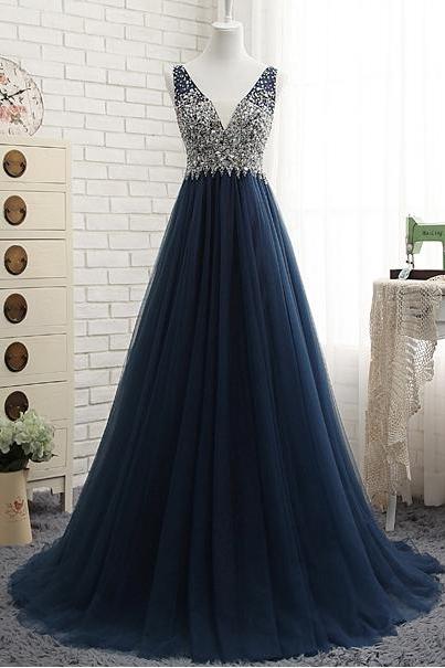 A-line beading Formal Prom Dress, Beautiful Long Prom Dress, Banquet Party Dress