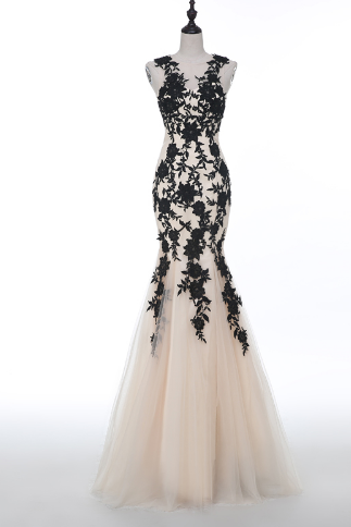 Tulle Lace Appliques Formal Prom Dress, Beautiful Long Prom Dress, Banquet Party Dress