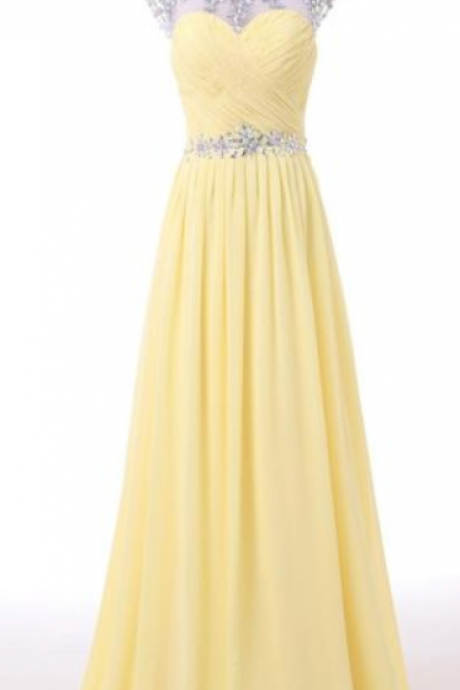 Sleeveless Chiffon Formal Prom Dress, Beautiful Long Prom Dress, Banquet Party Dress