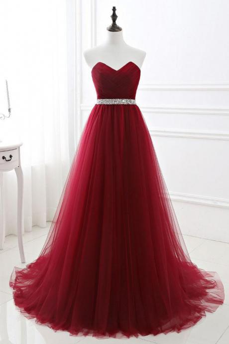 Elegant Sweetheart Tulle A-line Formal Prom Dress, Beautiful Long Prom Dress, Banquet Party Dress