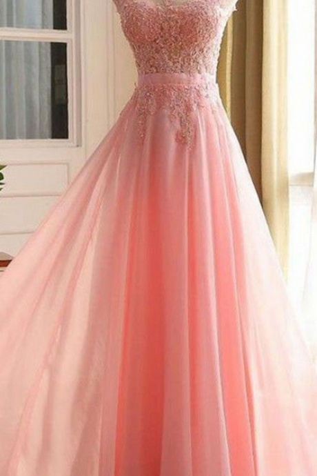 Elegant Sleeveless Appliques Chiffon Formal Prom Dress, Beautiful Long Prom Dress, Banquet Party Dress