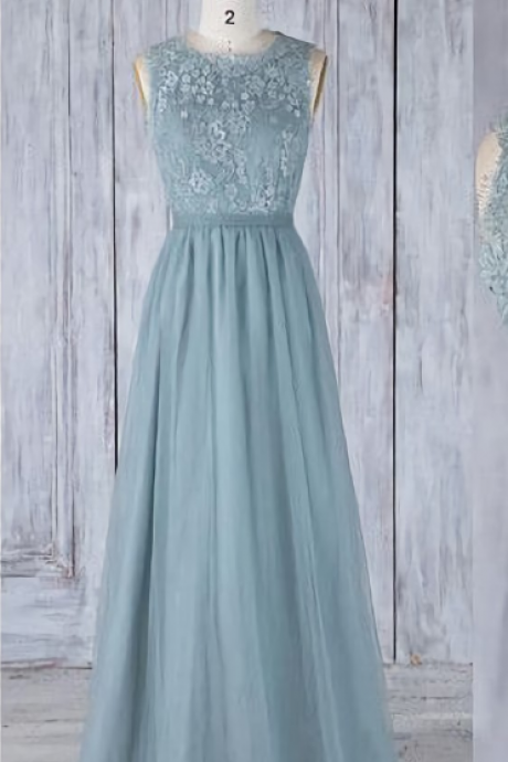 Elegant A Line Lace Tulle Formal Prom Dress, Beautiful Long Prom Dress, Banquet Party Dress