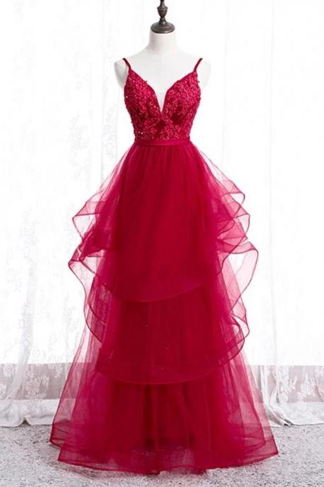 Elegant V Neck Open Back Formal Prom Dress, Beautiful Long Prom Dress, Banquet Party Dress