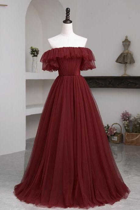 Elegant Off Shoulder Tulle Formal Prom Dress, Beautiful Prom Dress, Banquet Party Dress