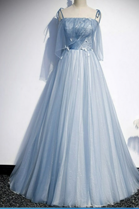 Prom Diesses Light Glitter Spaghetti Straps Formal Dress, Lace Up Back Wedding Dress Glitter Tulle Prom Dresses