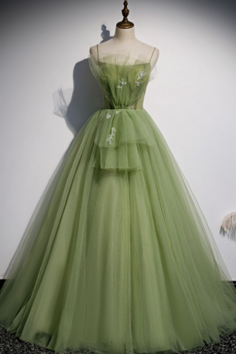 Prom Dresses,evening Gowns Green Color Veil Halter Fairy Mori Light Luxury Senior Birthday Dresses