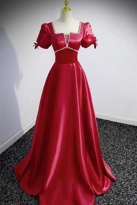 Prom Dresses,dignified Atmosphere Burgundy French Satin Evening Gowns Formal Dresses