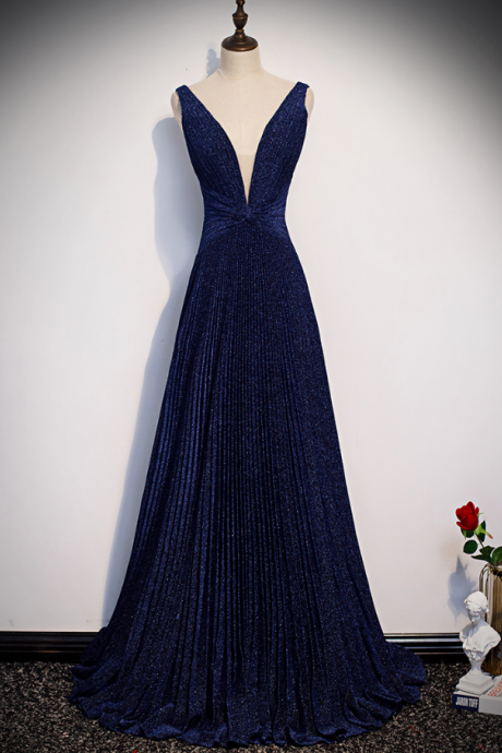 Prom Dresses,noble Elegant Banquet Evening Gowns Navy Temperament Long Drag Tail Aura Queen Stage Gowns