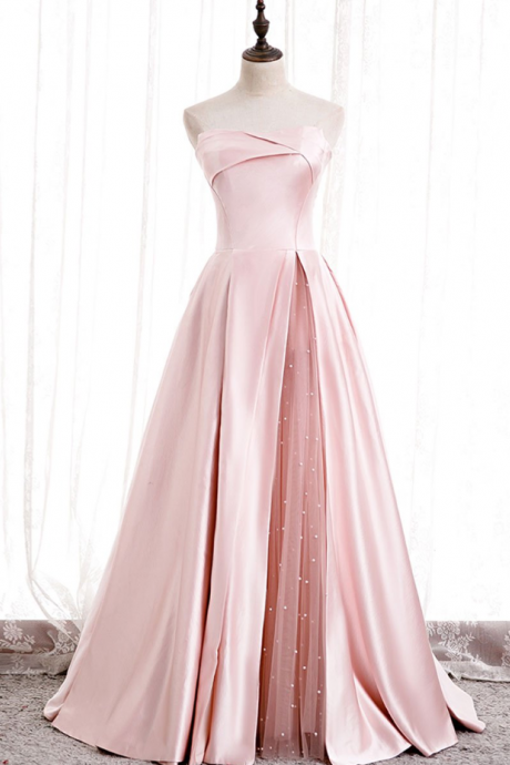 Prom Dresses,simple Pink Satin Long Business Dresses Pink Bridesmaid Dresses