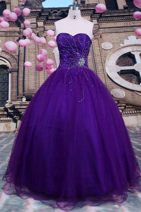 Prom Dresses,sexy Strapless Purple Saree Beaded Embellished Party Dresses