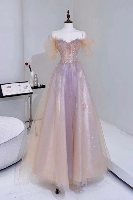 Prom Dresses,banquet Evening Gowns High Feeling Princess Style Light Luxury Niche One Neck Dresses