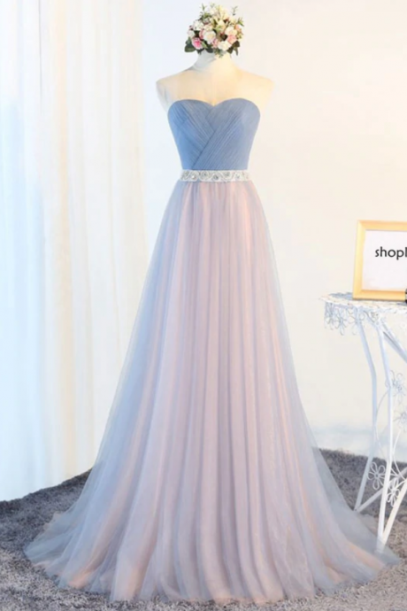 Prom Dresses,a-line Sweetheart Tulle Long Prom Dress