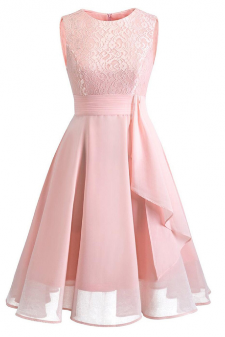 Homecoming Dresses,christmas Vintage Lace Dress Sleeveless Sexy Elegant Party A-line Chiffon Gowns