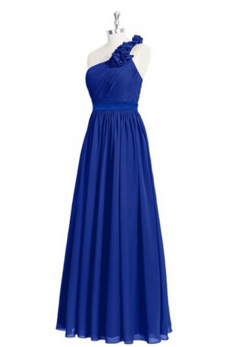 Prom Dresses,elegant One Shoulder Royal Blue Bridesmaid