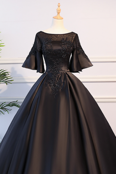 Prom Dresses,elegant Black Satin Party Dresses Formal Prom Dresses