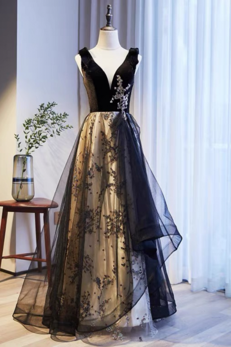 Prom Dresses,vintage V Neck Irregular Evening Gowns Backless Velvet Sleeveless Business Party Dresses