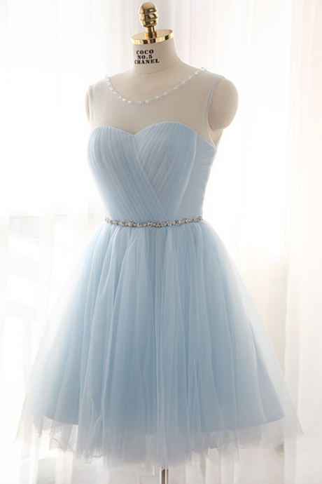 Homecoming Dresses,short Light Blue Tulle Cute Sweet Party Dresses