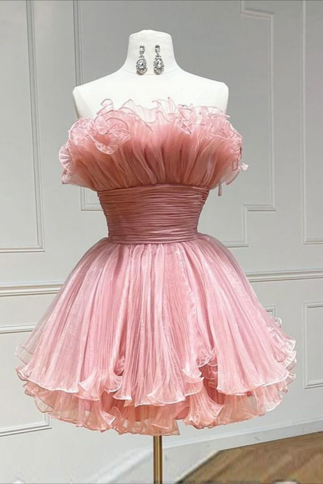 Homecoming Dresses,pink Tulle Short Prom Dress, Pink Homecoming Dress
