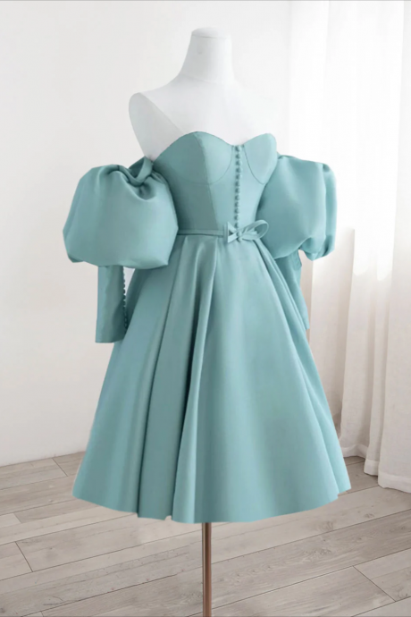 Homecoming Dresses,simple Sweetheart Neck Satin Blue Short Prom Dress, Cute Homecoming Dress