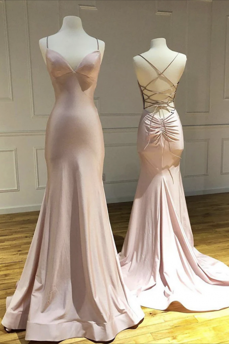 Prom Dress,simple V Neck Satin Pink Long Prom Dress, Pink Satin Long Formal Dress