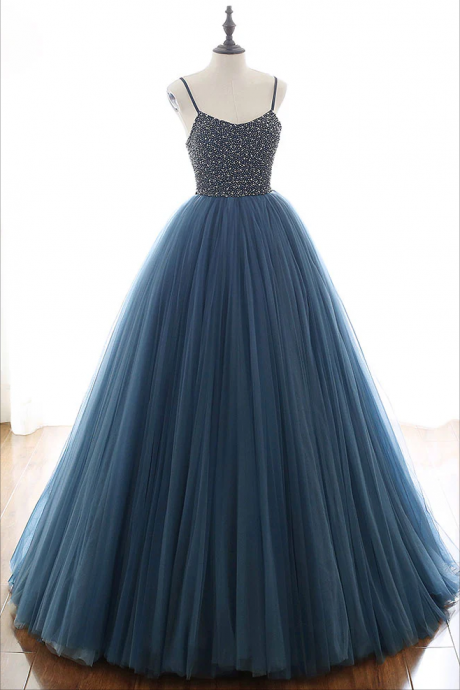 White tulle sequin long prom dress white tulle evening dress