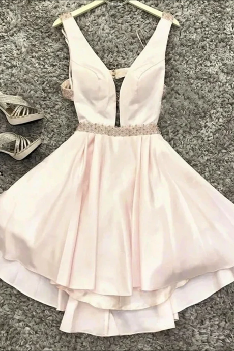 Ivory V-neck Poly Dupioni Dress W/ Bow on Luulla